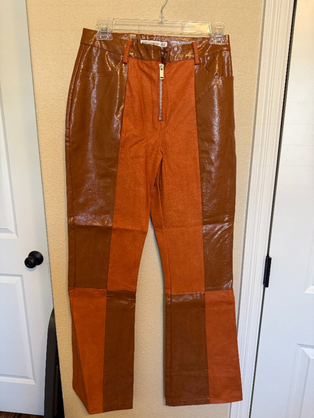 Avec Les Filles Colorblock Leather Pant